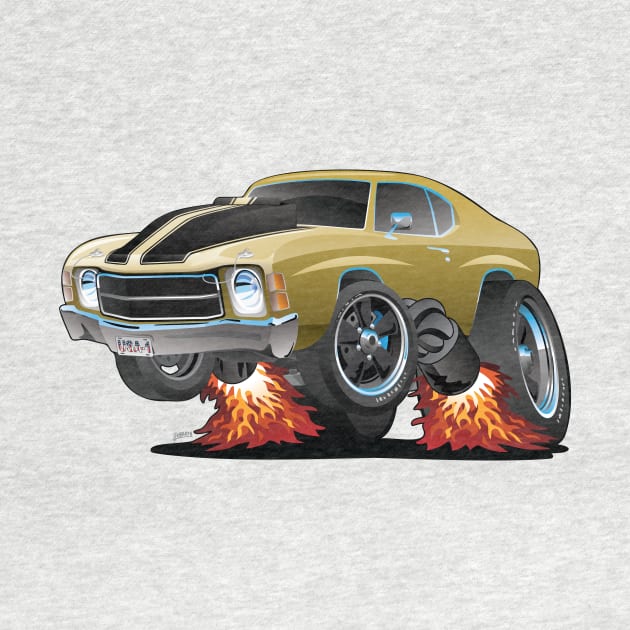 Classic American Seventies Muscle Car Cartoon by hobrath